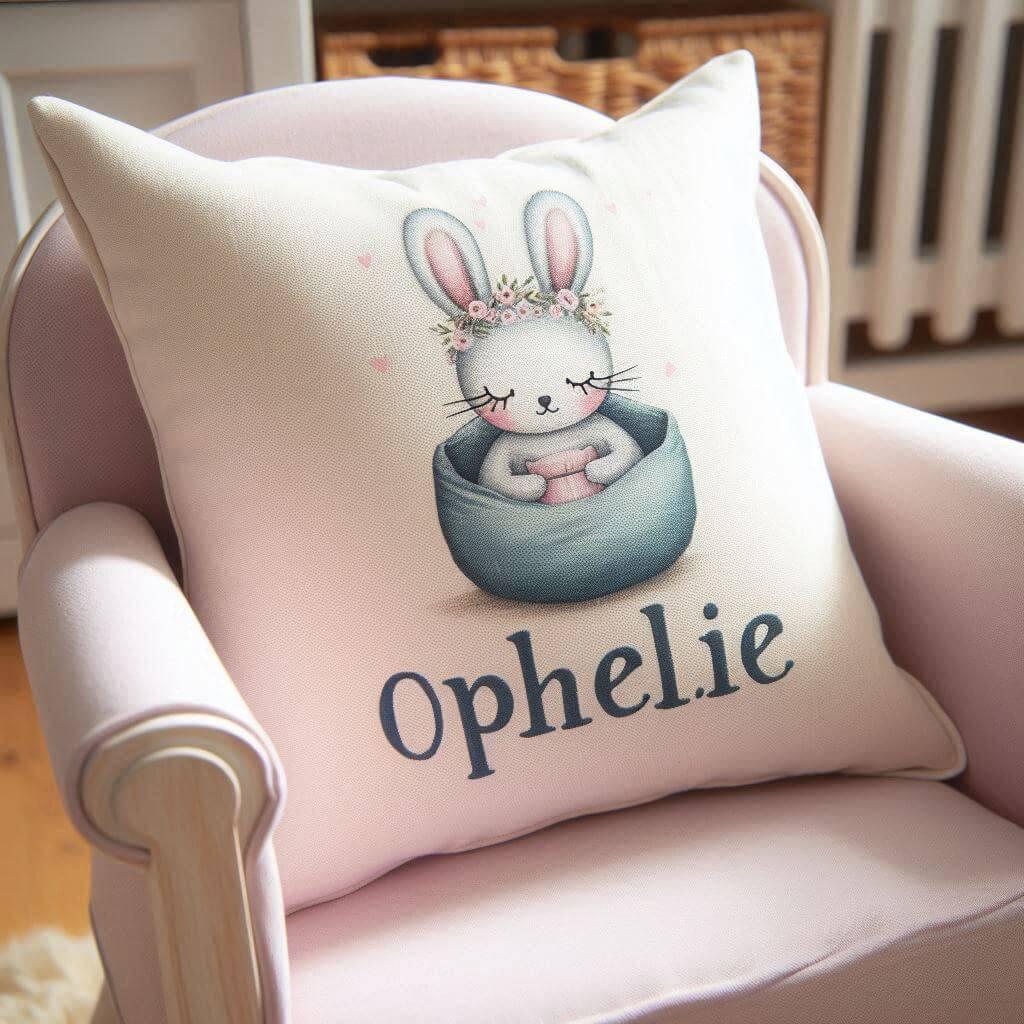 Un coussin personnalise avec le prenom ophelie