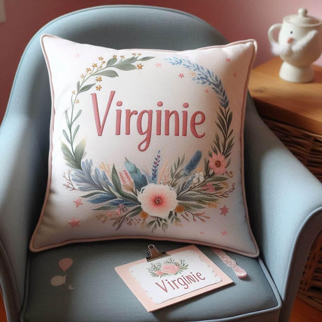 Un coussin personnalise avec le prenom virginie