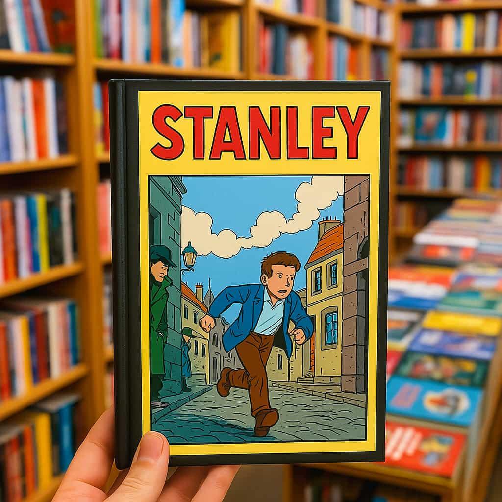 Un livre de bd personnalise avec le prenom stanley dans une librairie