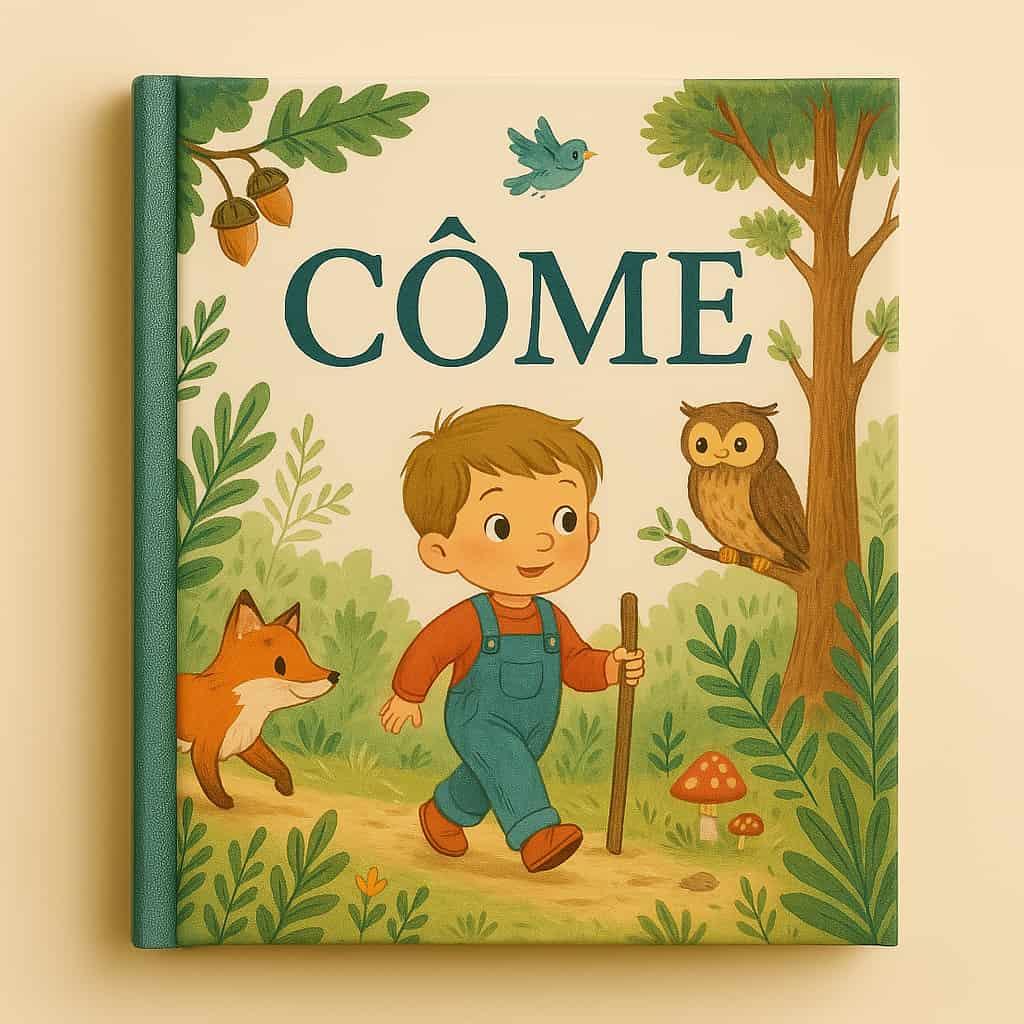 Un livre de conte pour enfant avec le prenom come