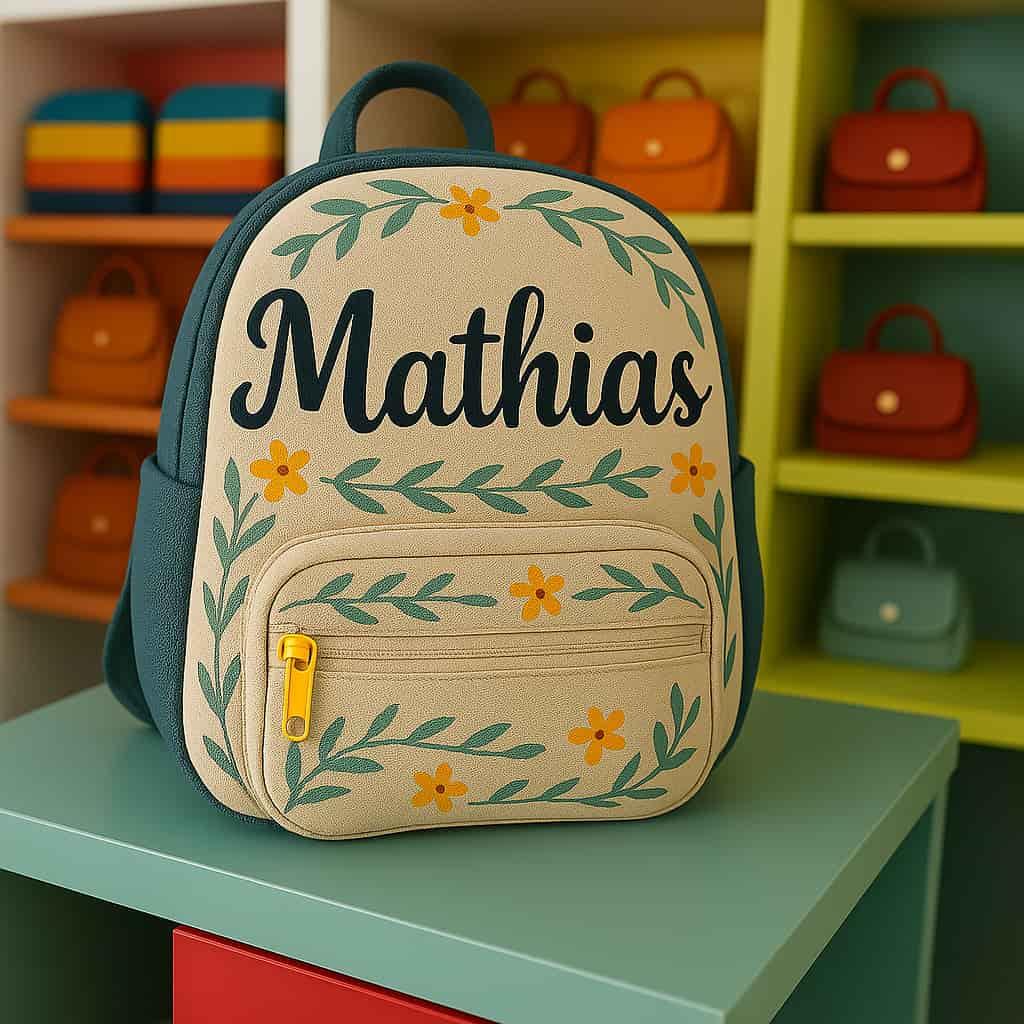 Un sac a dos personnalise avec le prenom mathias 1