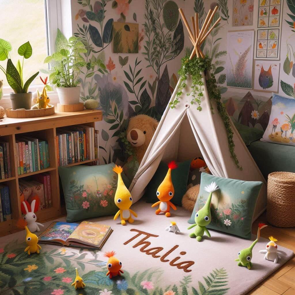 decoration de chambre theme pikmin avec le prenom thalia