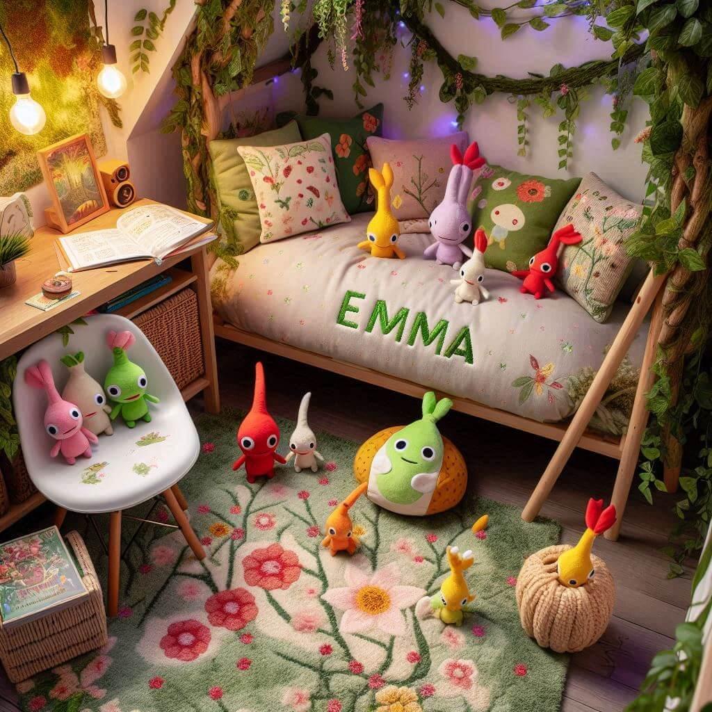 chambre decoration pikmin jeu video, prenom emma
