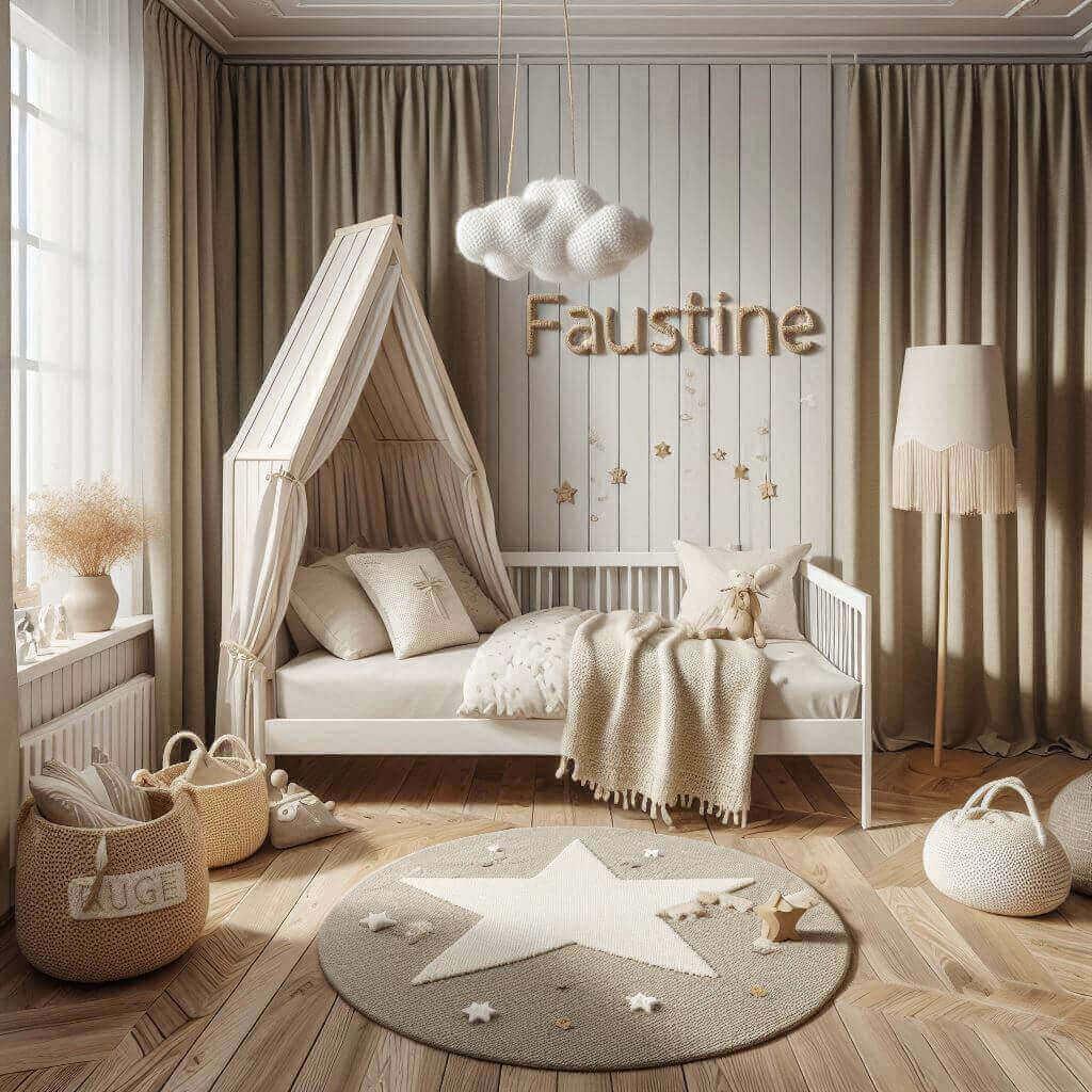 decoration de chambre pour fille, tendance 2025, prenom faustine