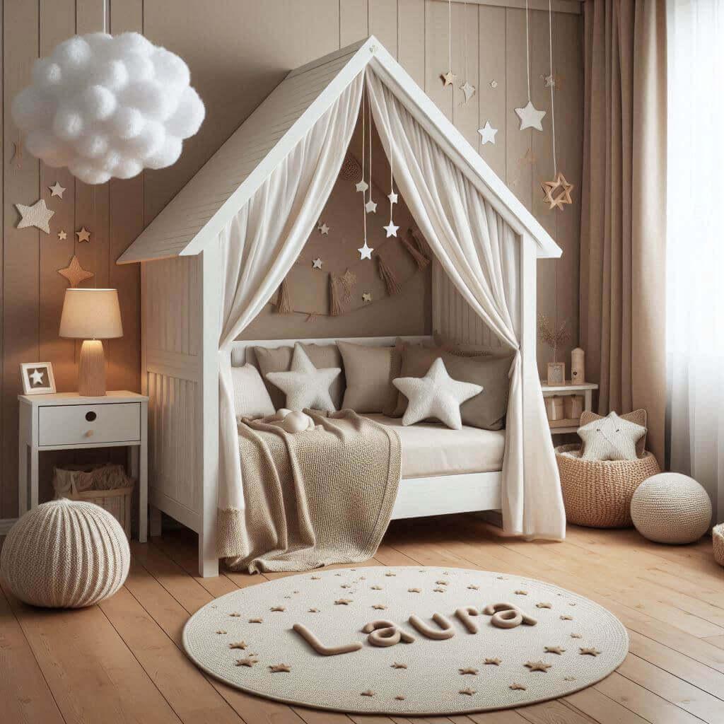 decoration de chambre pour fille tendance 2025, personnalisé avec le prénom laura
