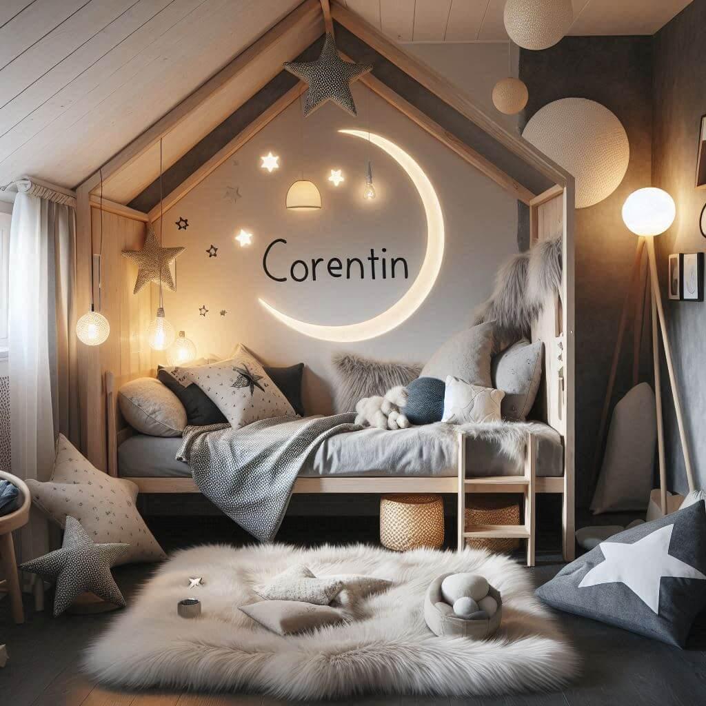 chambre scandinave enfant avec le prenom corentin