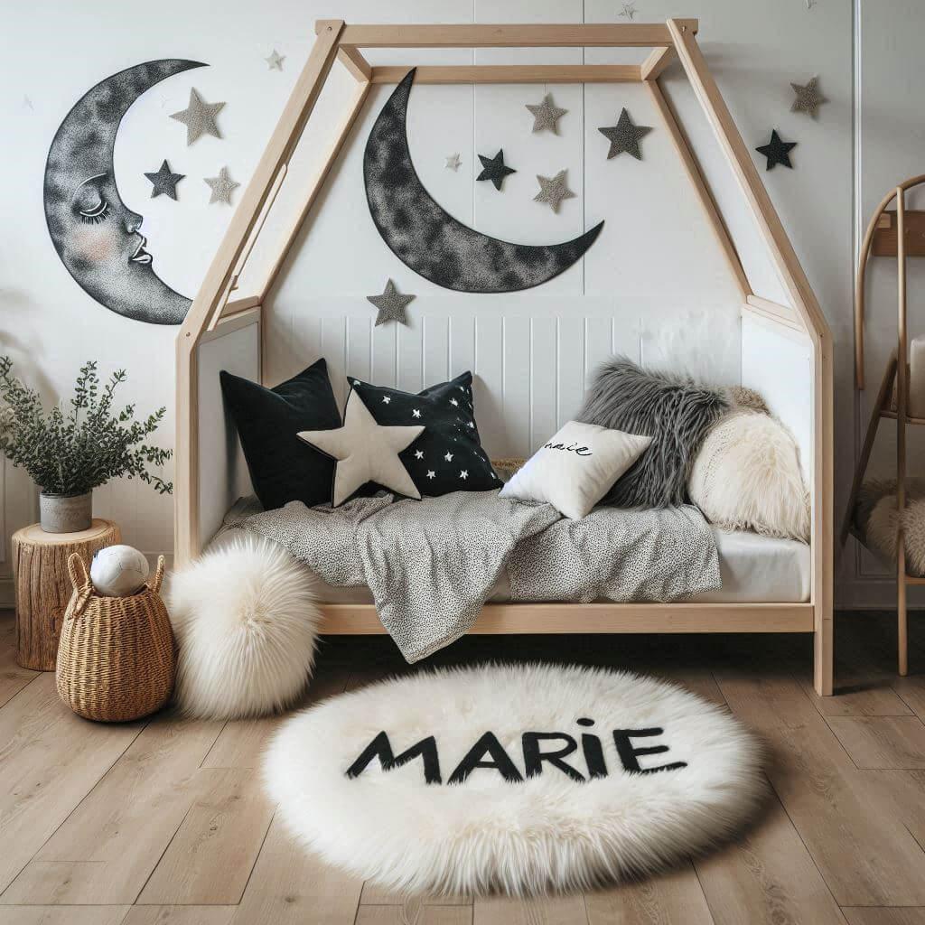 decoration scandinave pour une petite fille au nom de marie