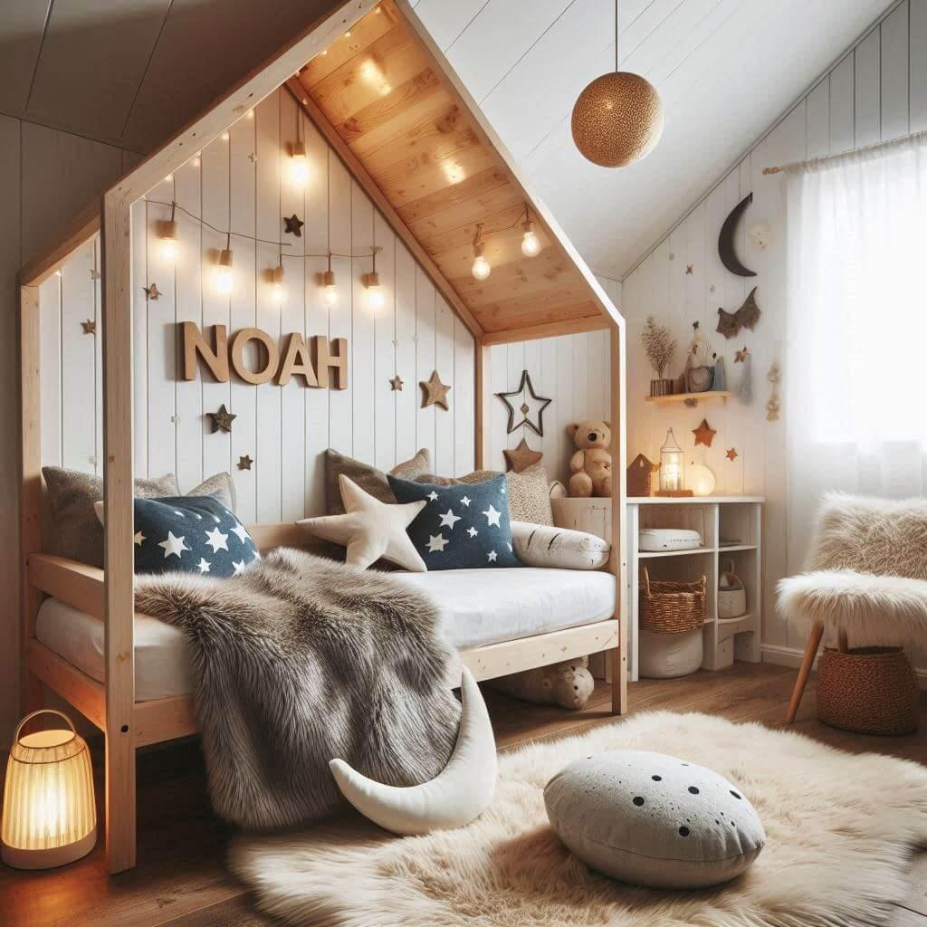 Une chambre de petit garcon style scandinave qui se nomme noah