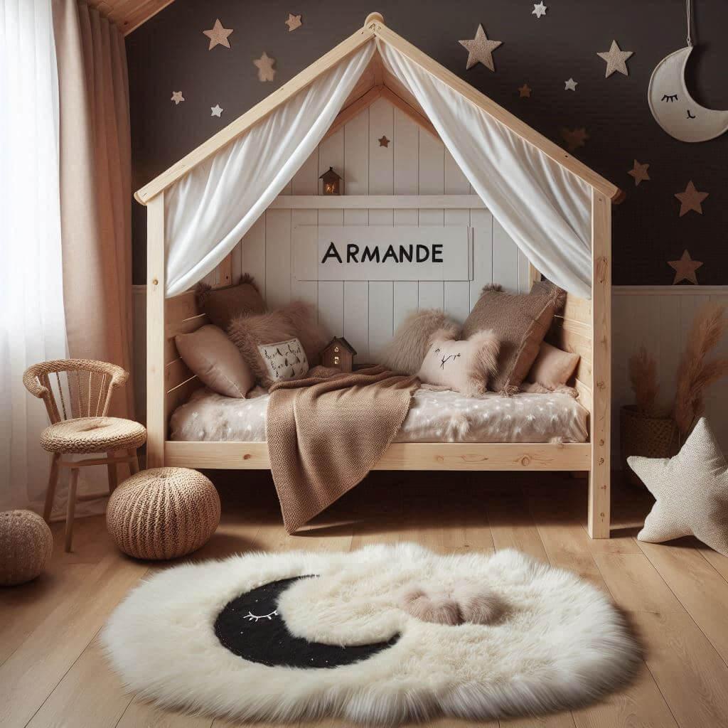 déco chambre enfant scandinave avec le prénom armande