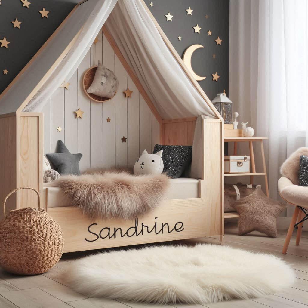 chambre tendance 2025, personnalisée avec le prénom sandrine