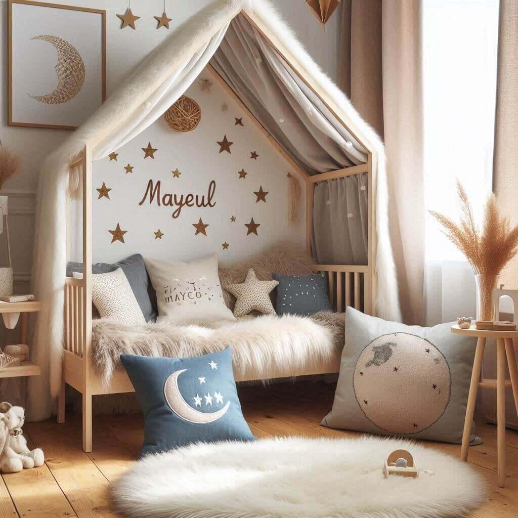 chambre enfant scandinave mayeul coussin etoiles et lune