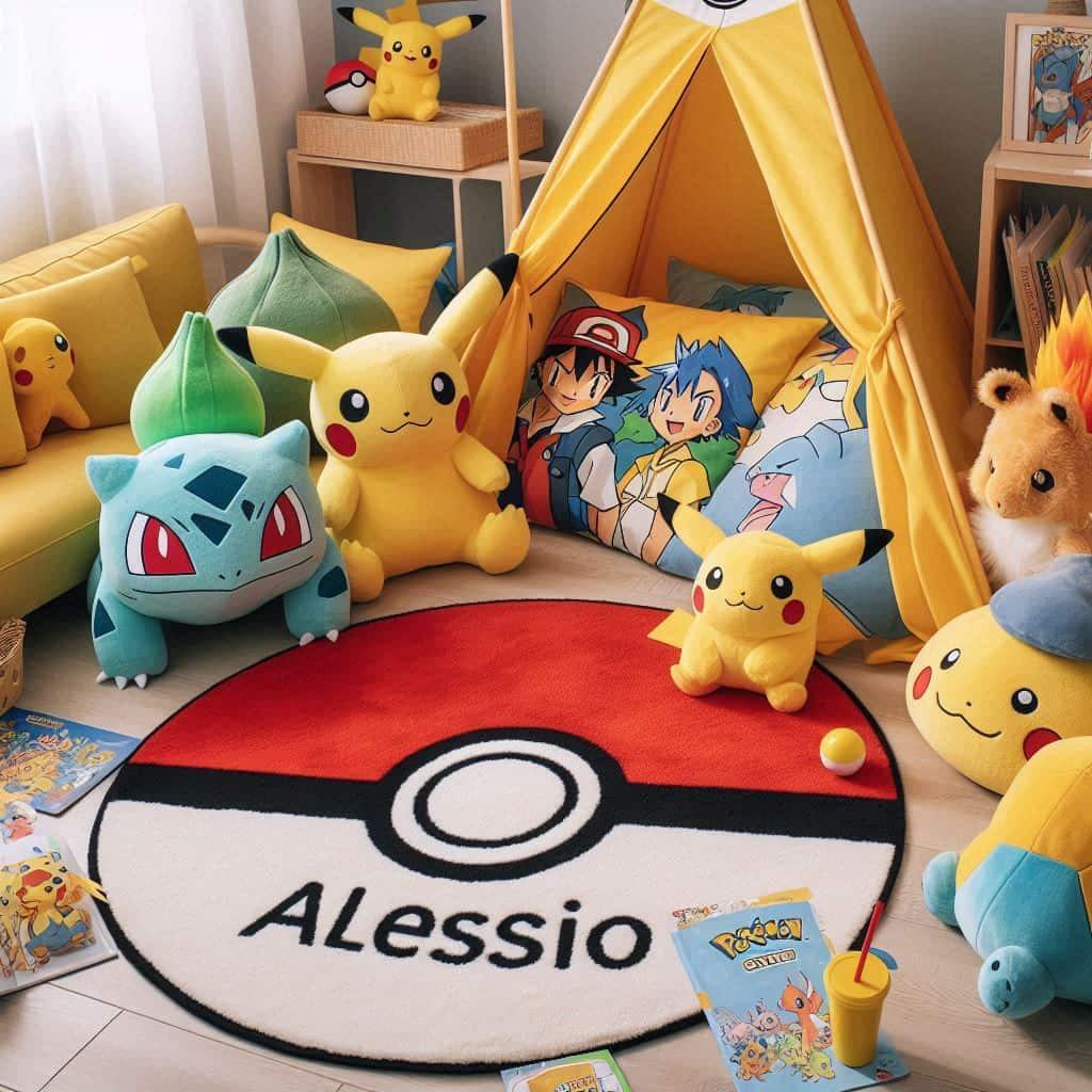 Une chambre deco pokemon personnalise avec le prenom alessio