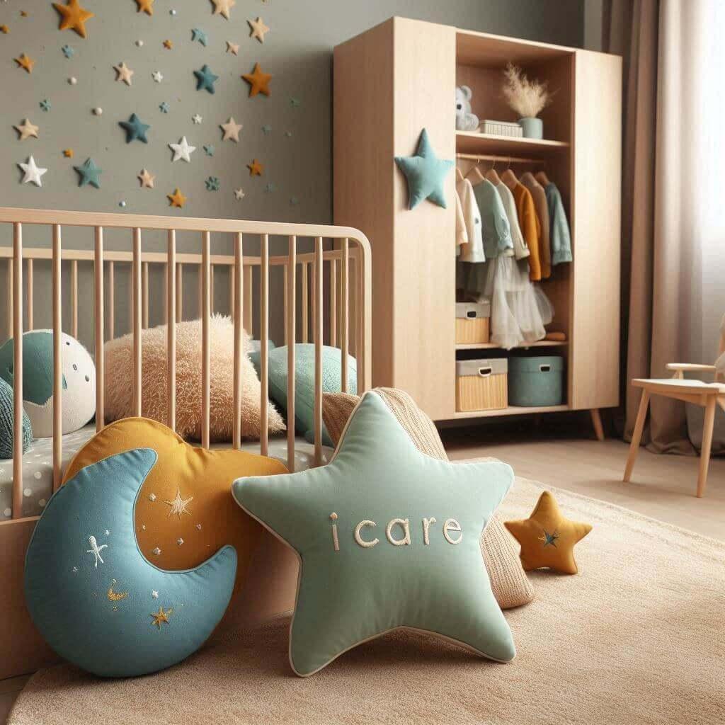 decoration de chambre bebe, minimaliste, prenom icare