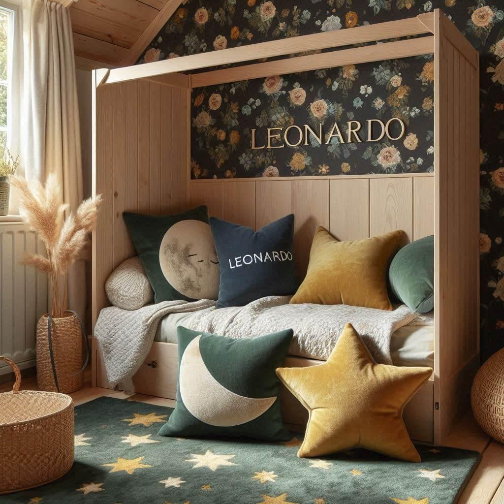 chambre enfant vintage prenom leonardo