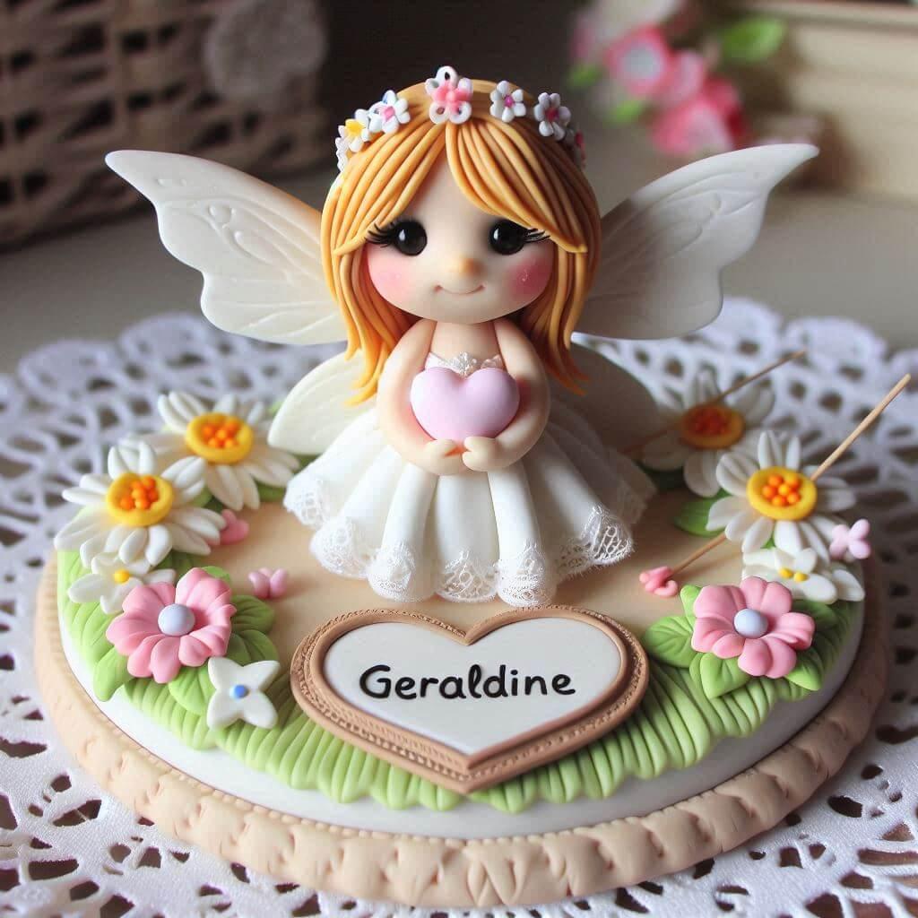 Une figurine en fimo d une petite fee personnalisee avec le prenom geraldine