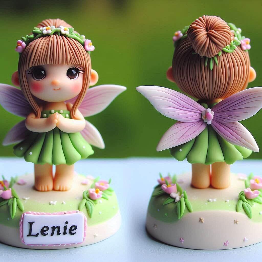 Une figurine en fimo d une petite fille fee personnalisee avec le prenom lenie