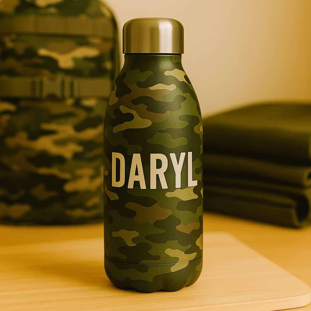Une gourde personnalisee avec le prenom daryl theme militaire 1