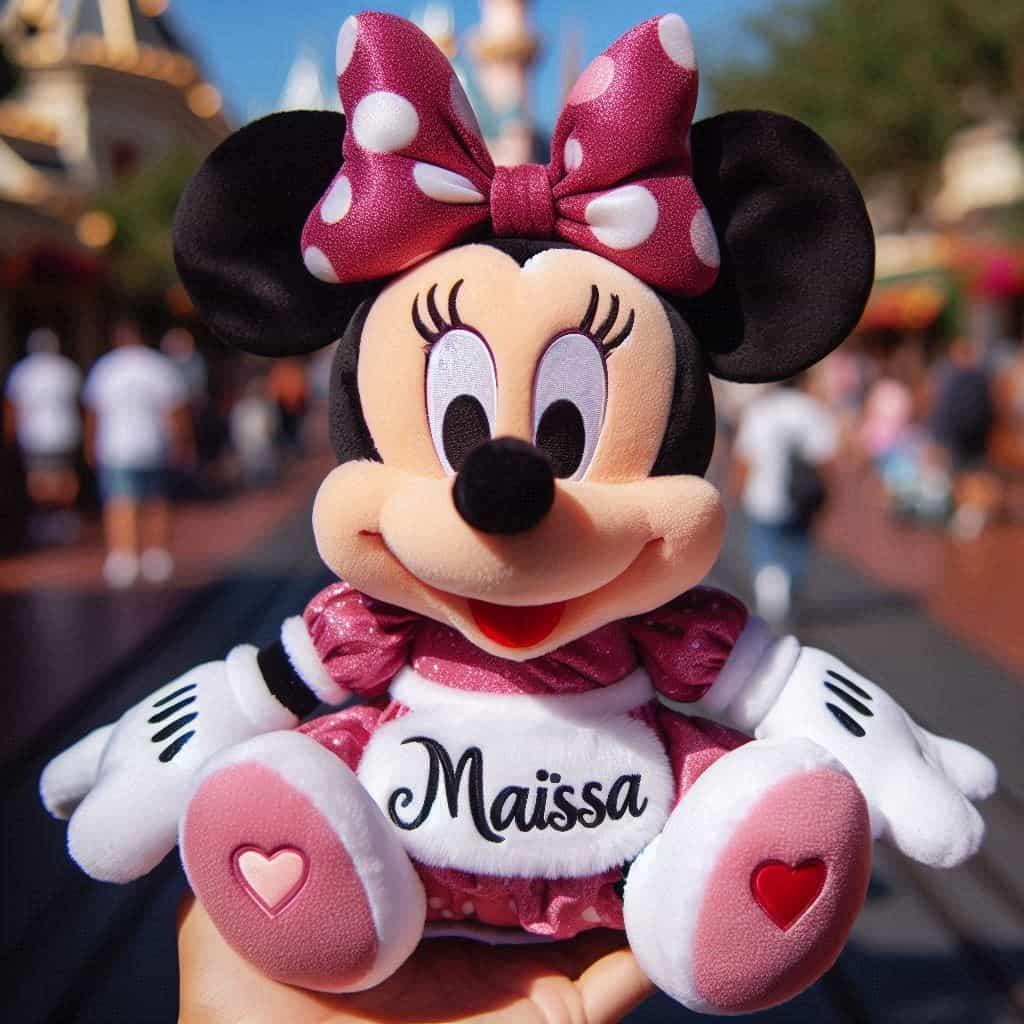 Une peluche minnie personnalisee avec le prenom maissa a disneyland