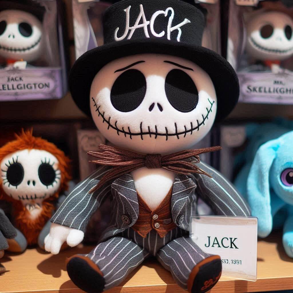 Une peluche qui ressemble a monsieur jack skelligton personnalisee avec le prenom jack 1