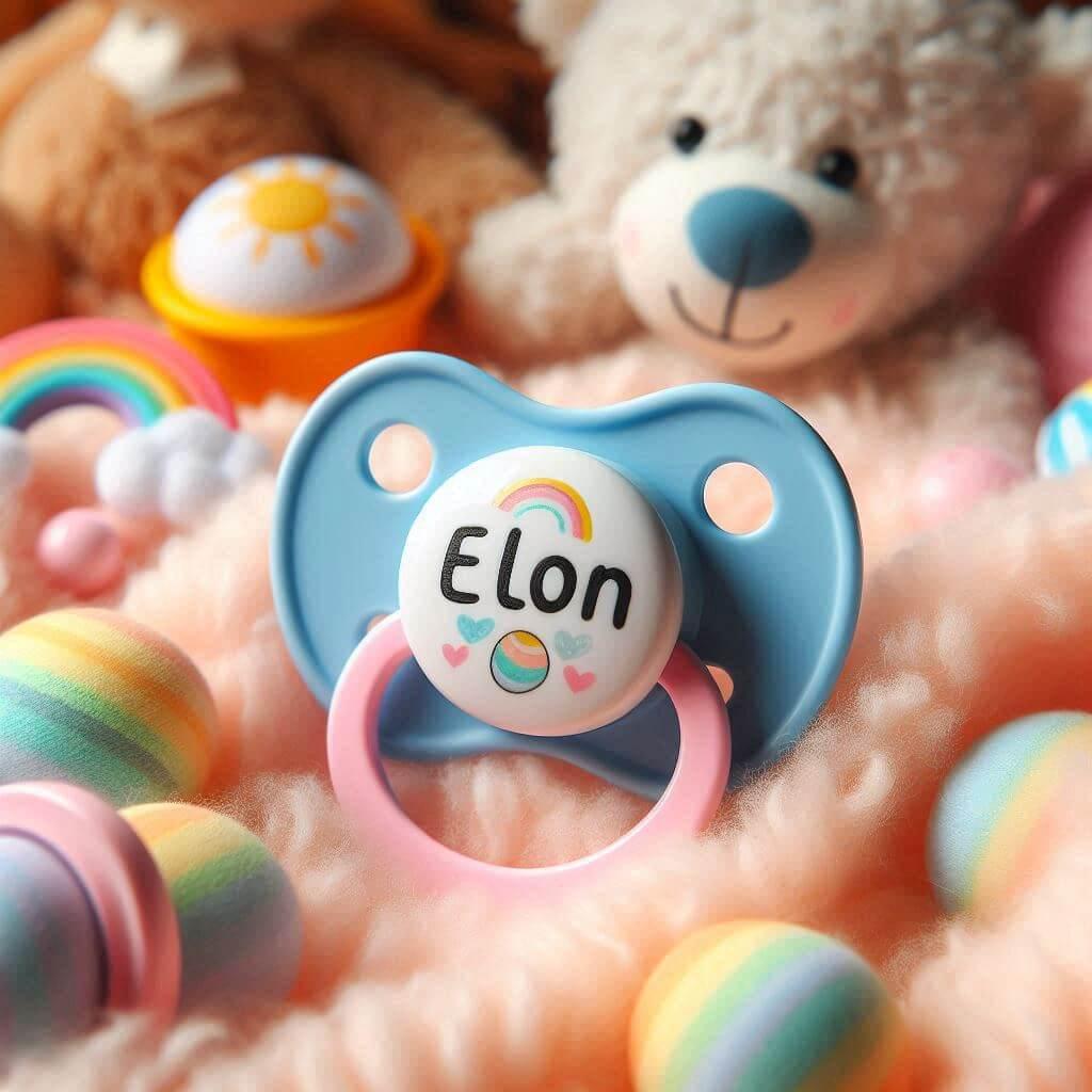 Une sucette pour bebe avec le prenom elon 1