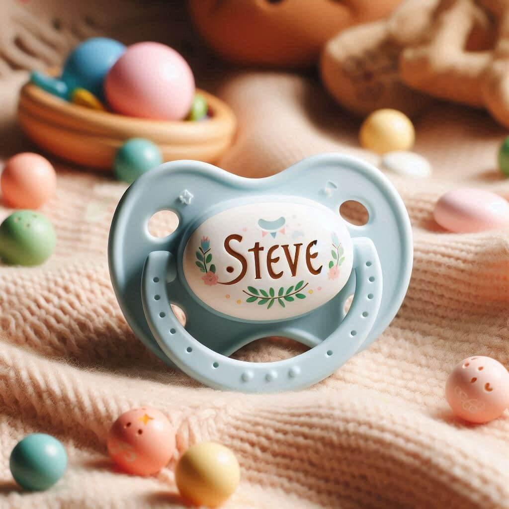 Une sucette pour bebe avec le prenom steve 1