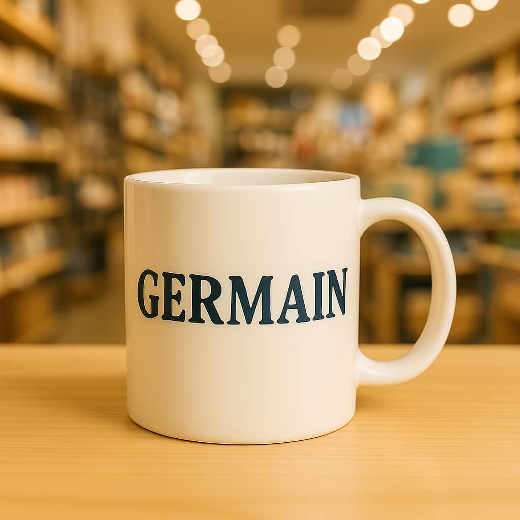 Une tasse avec le prenom germain dans un magasin