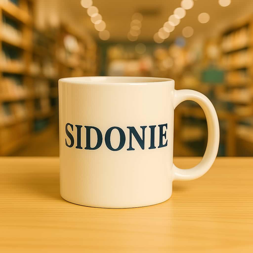 Une tasse avec le prenom sidonie dans un magasin