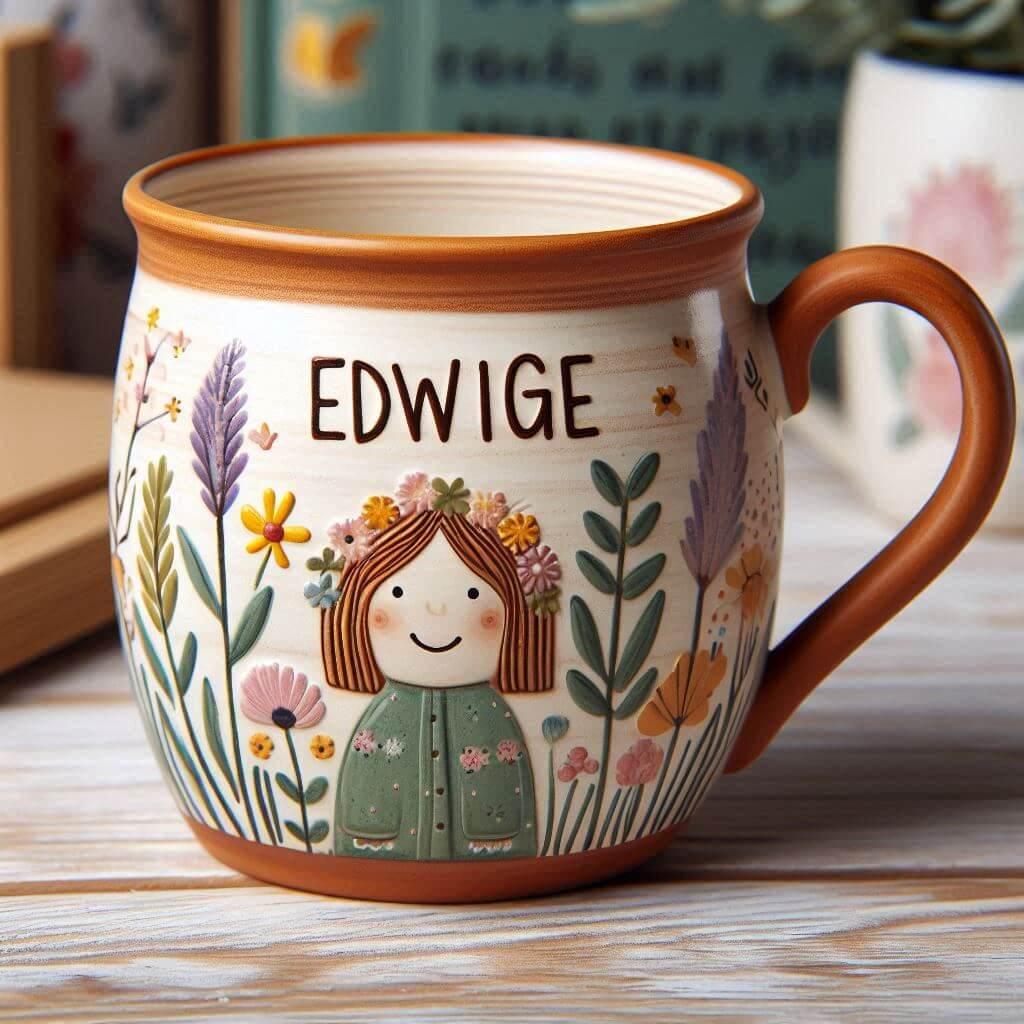 Une tasse pour enfant avec le prenom edwige style poterie 1 1