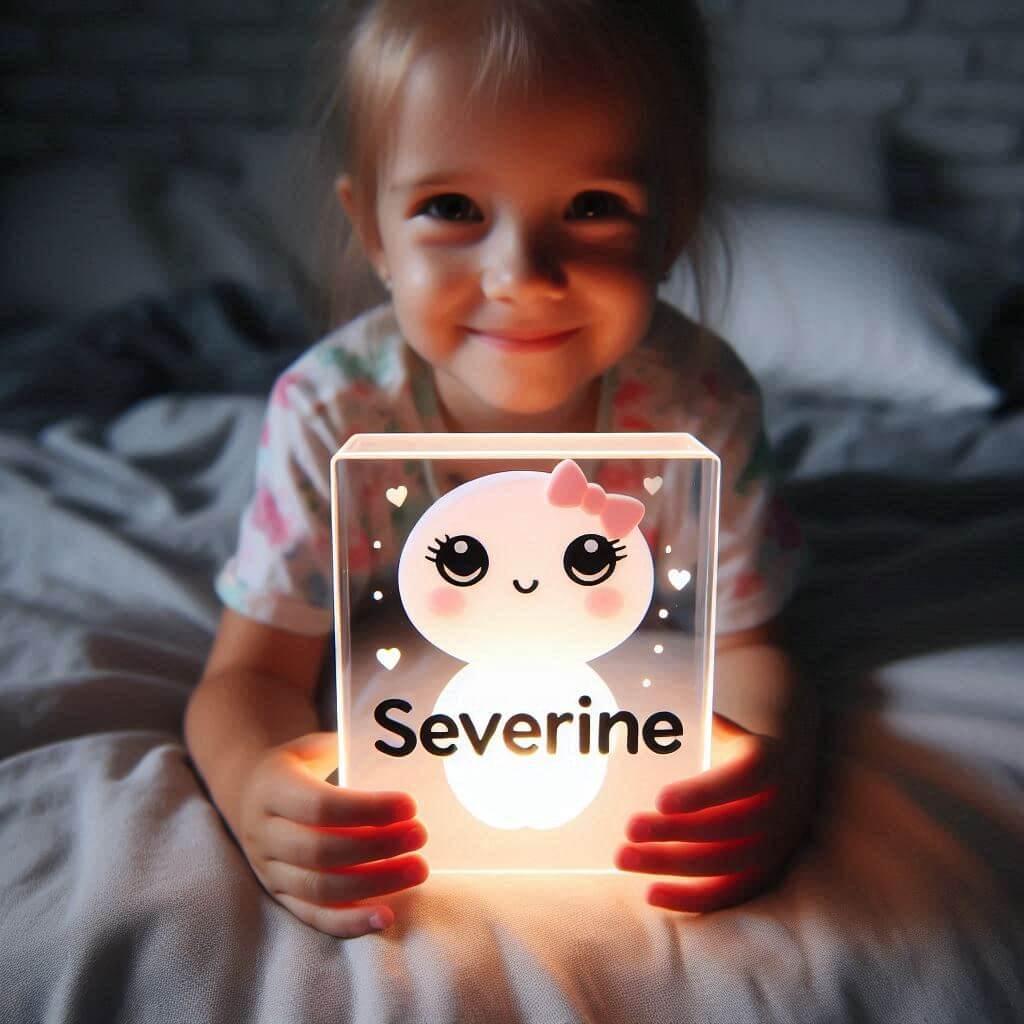 Une veilleuse acrylique avec le prenom severine
