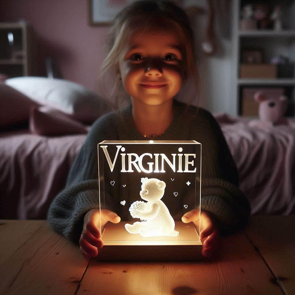 Une veilleuse acrylique personnalisee avec le prenom virginie