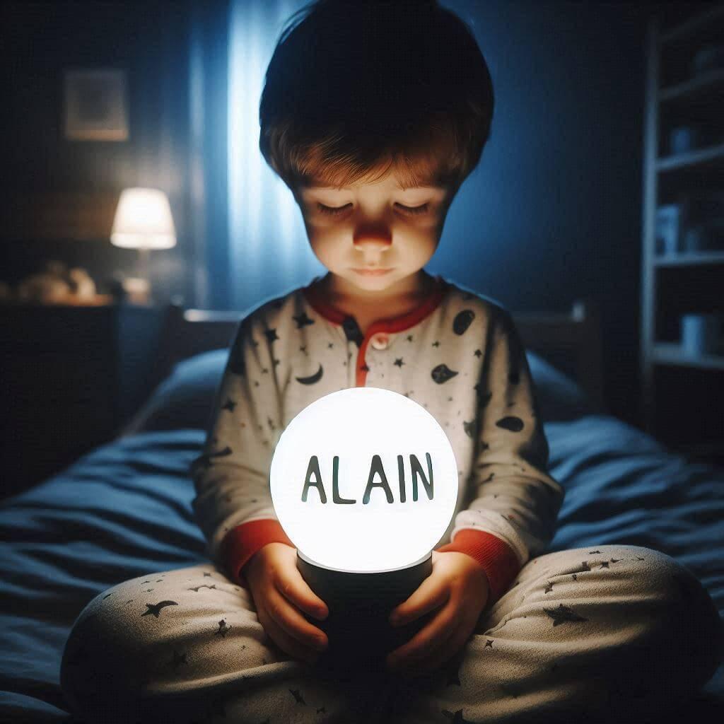 Une veilleuse avec le prenom alain