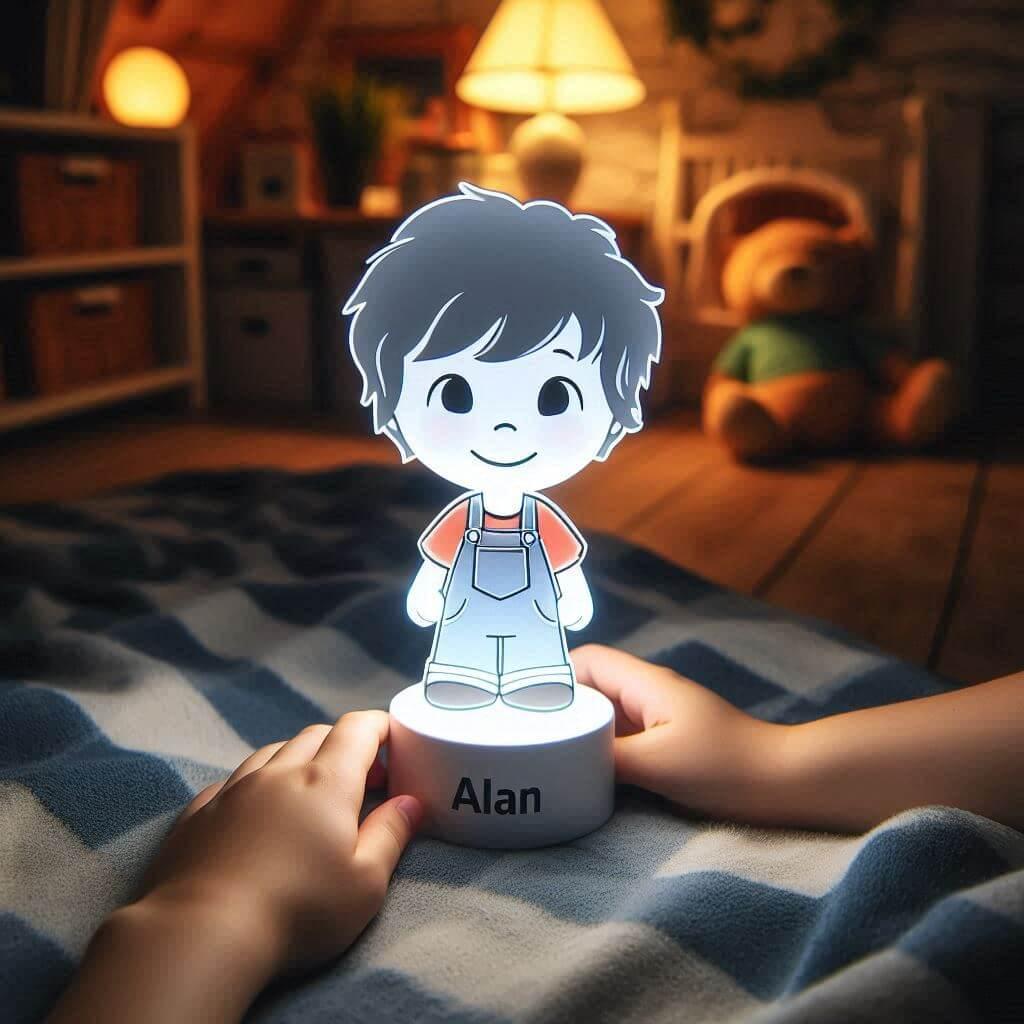 Une veilleuse avec le prenom alan