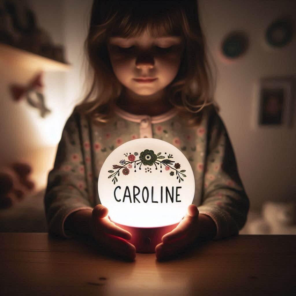 Une veilleuse avec le prenom caroline 1