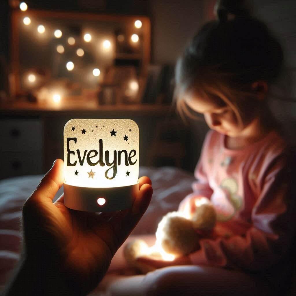 Une veilleuse avec le prenom evelyne