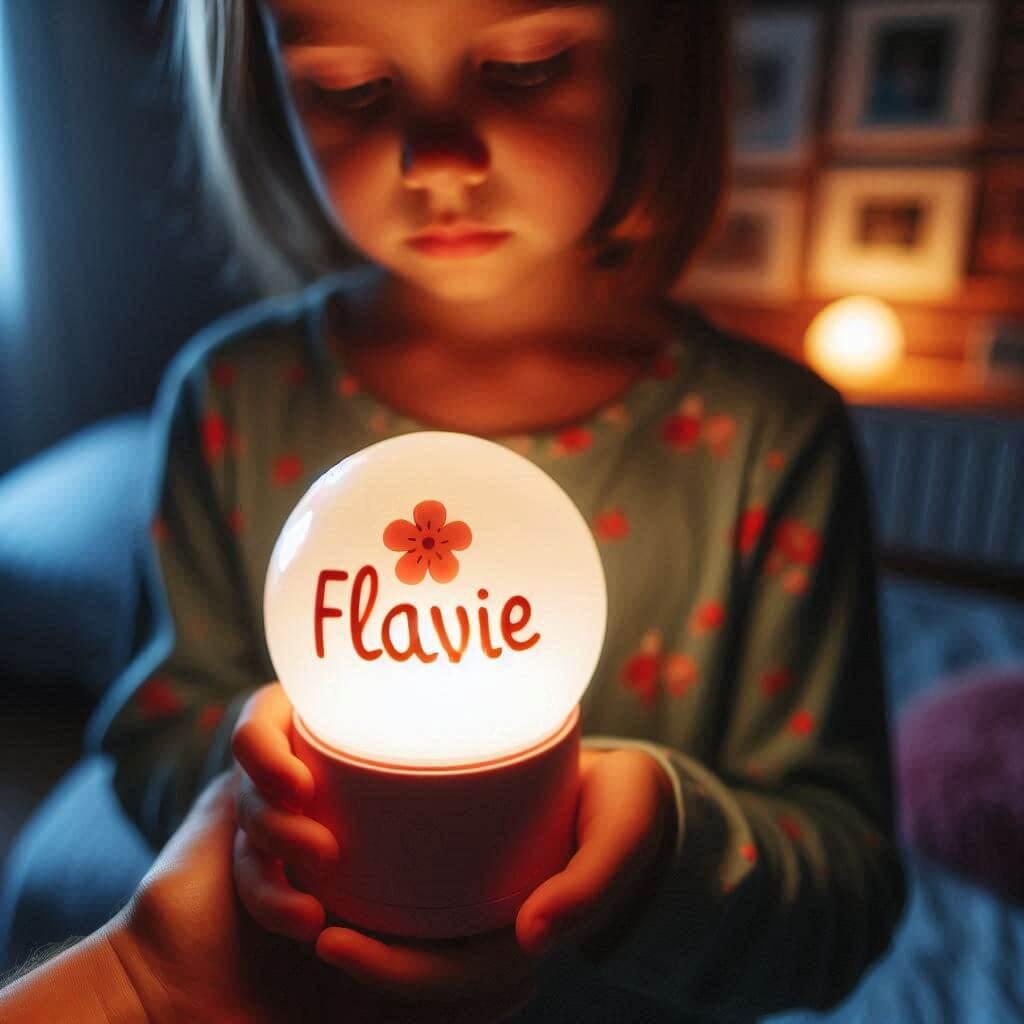 Une veilleuse avec le prenom flavie
