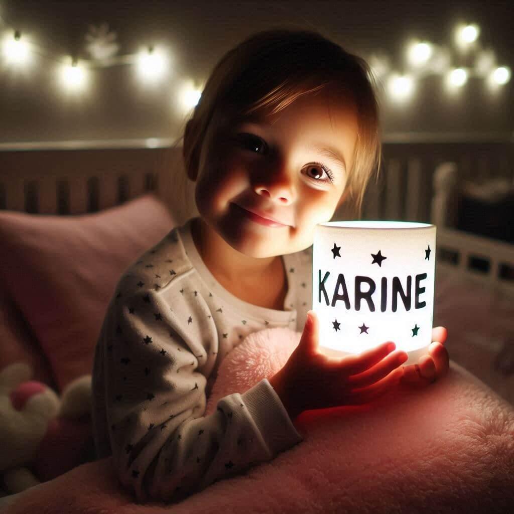 Une veilleuse avec le prenom karine
