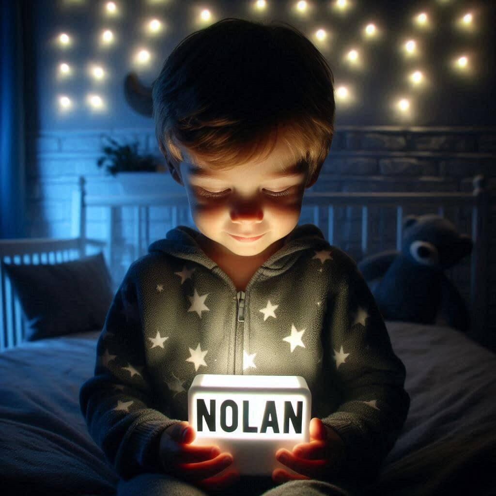 Une veilleuse avec le prenom nolan