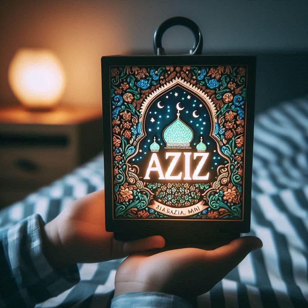 Une veilleuse coranique avec le prenom aziz