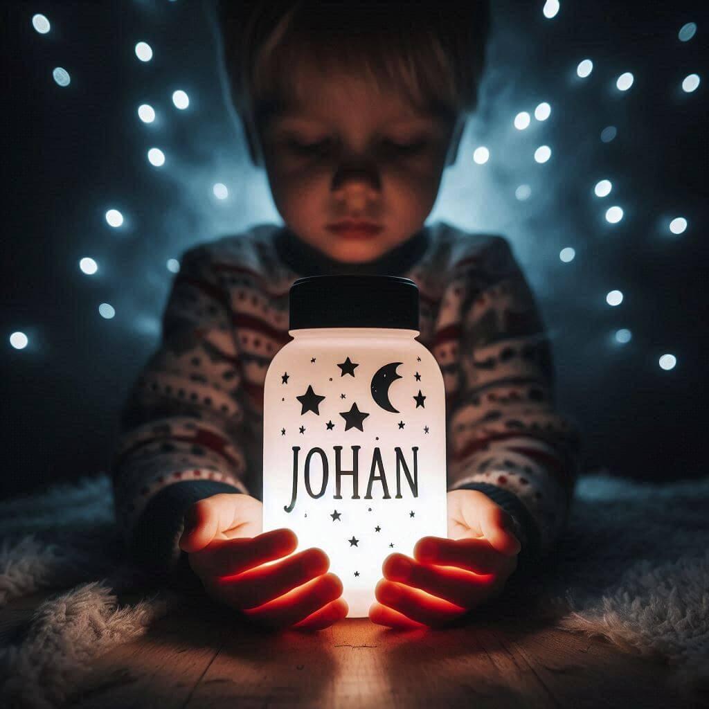 Une veilleuse personnalisee avec le prenom johan