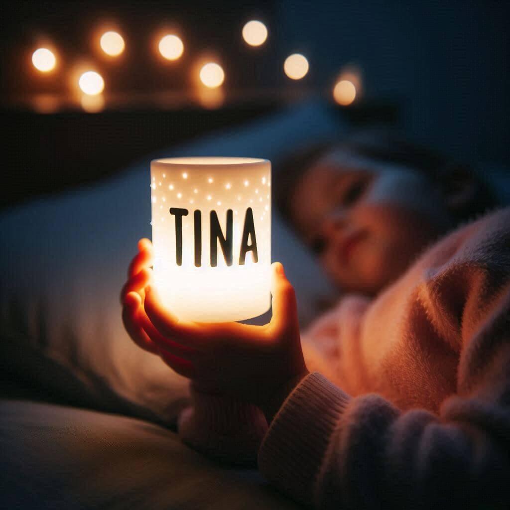 Une veilleuse personnalisee avec le prenom tina