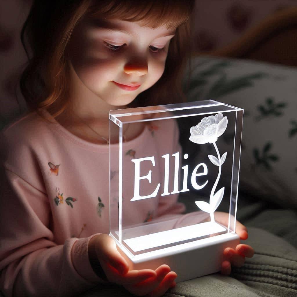 Veilleuse acrylique avec le nom ellie