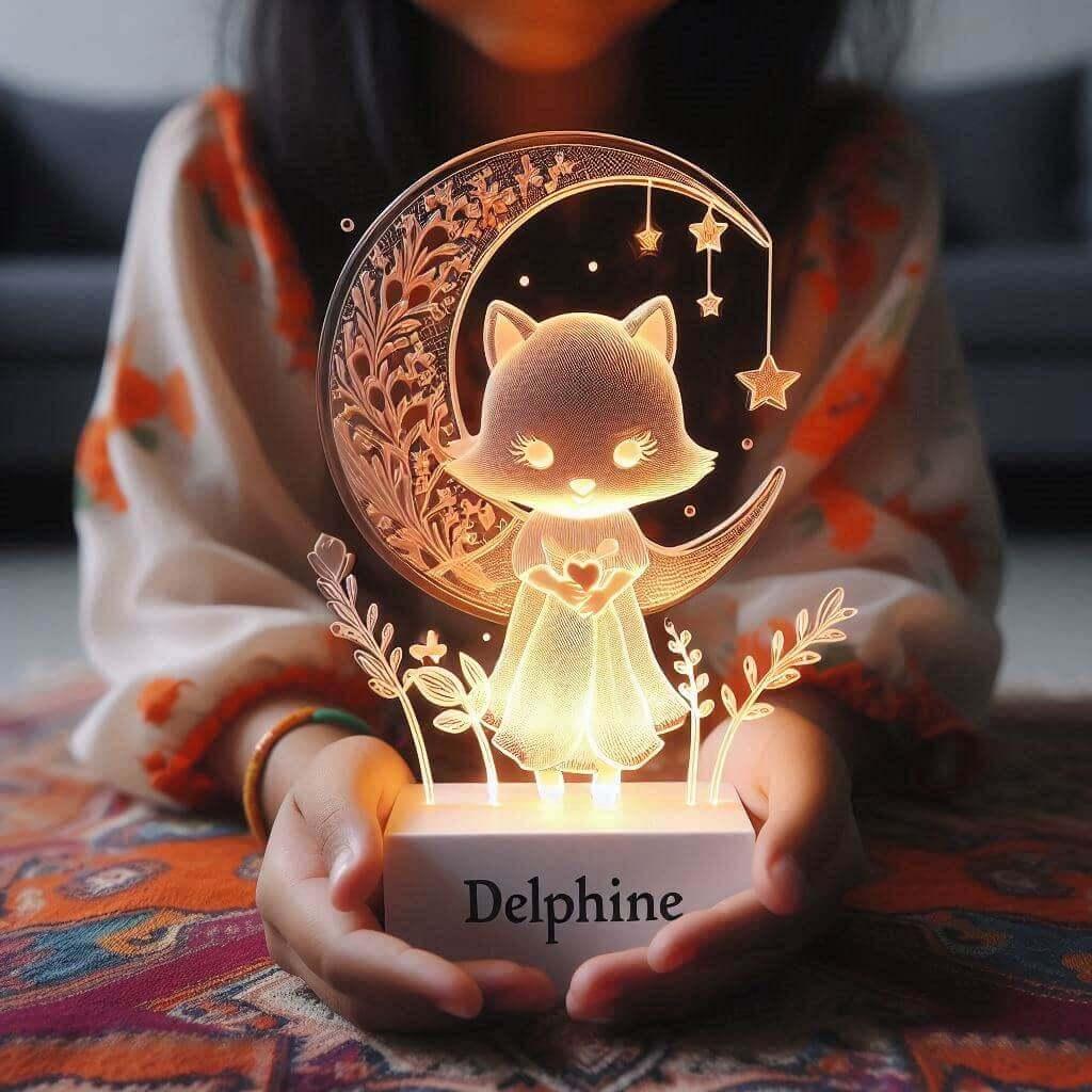 Veilleuse acrylique personnalisee avec le prenom delphine