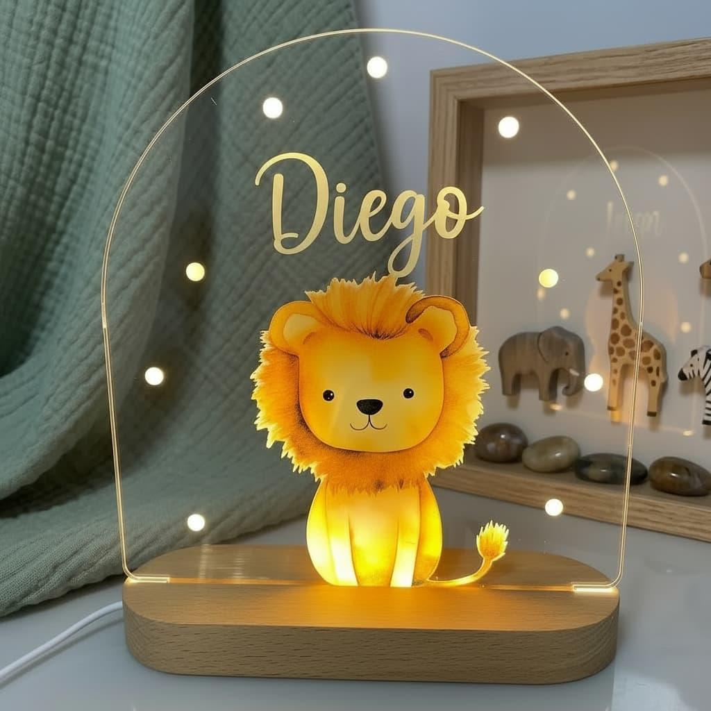 Veilleuse acrylique personnalisée avec le prénom Diego