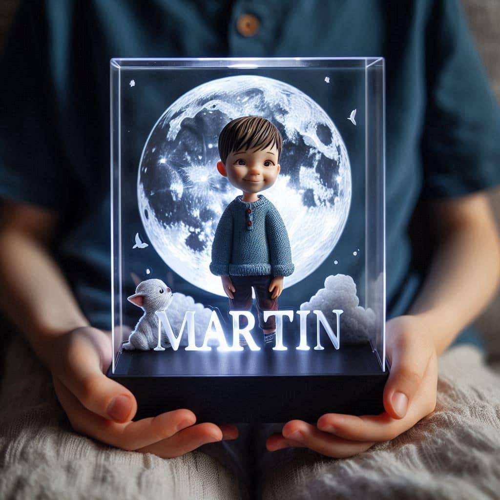 Veilleuse acrylique personnalisee avec le prenom martin