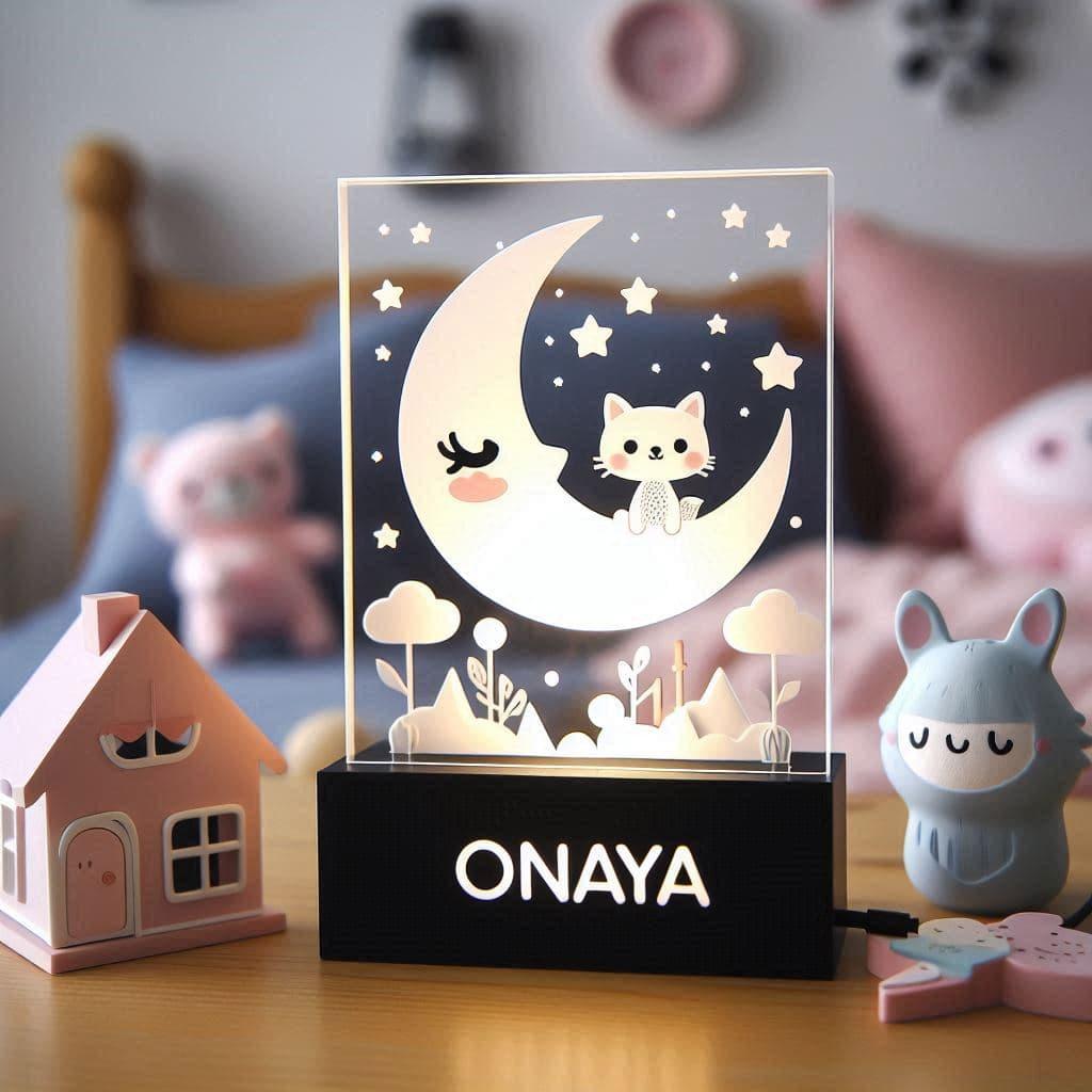 Veilleuse acrylique personnalisee avec le prenom onaya