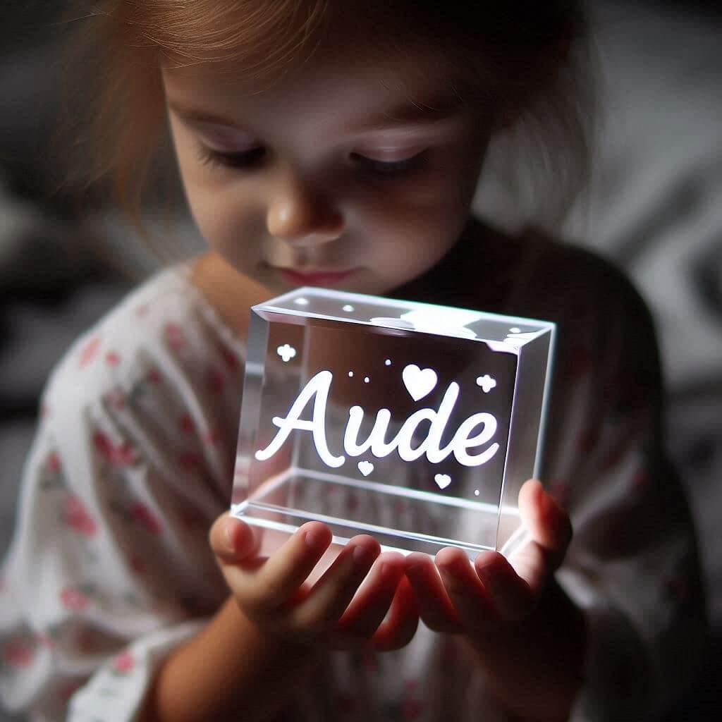 Veilleuse acrylique personnalisee pour fille avec le prenom aude