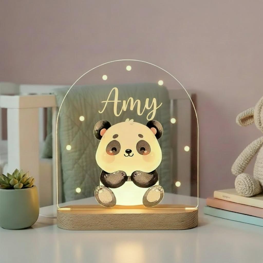 Veilleuse panda personnalisée avec le prénom Amy