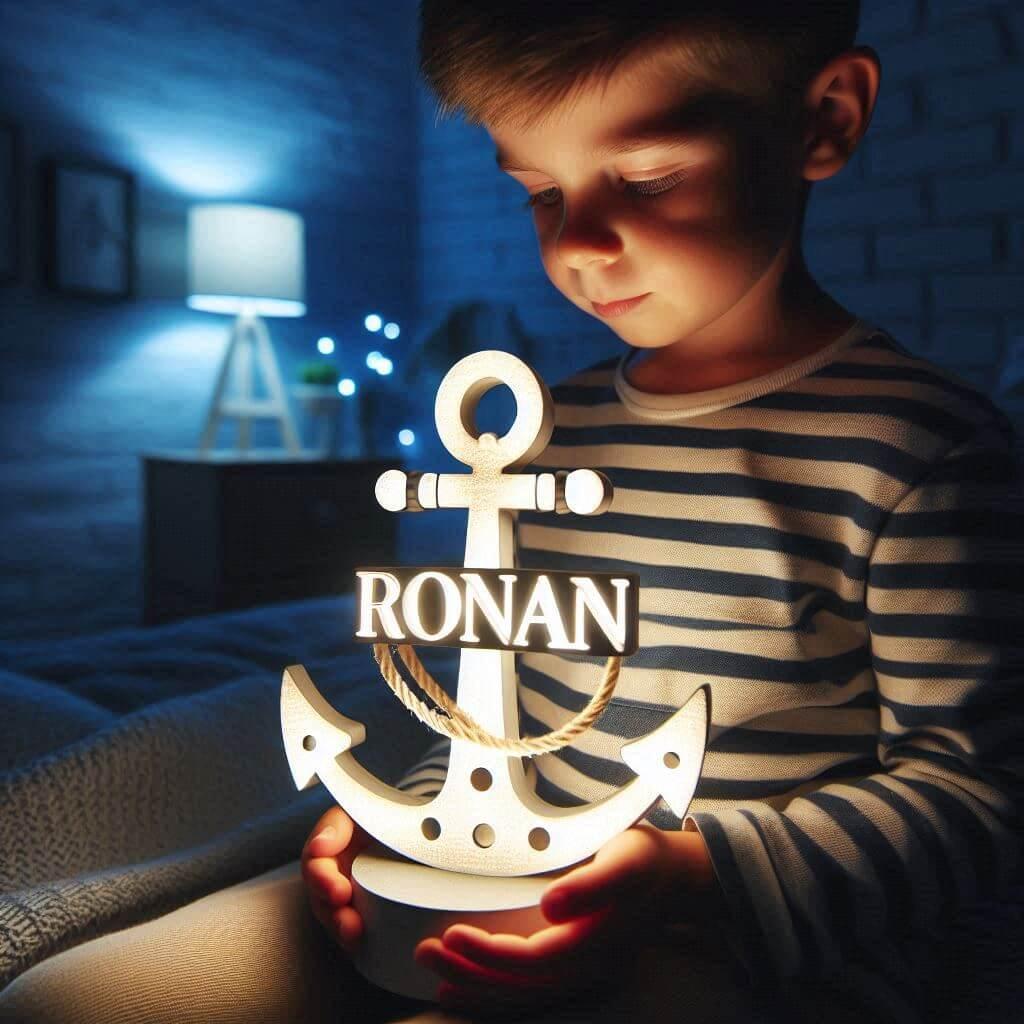 Veilleuse ancre avec le prenom ronan theme bretagne