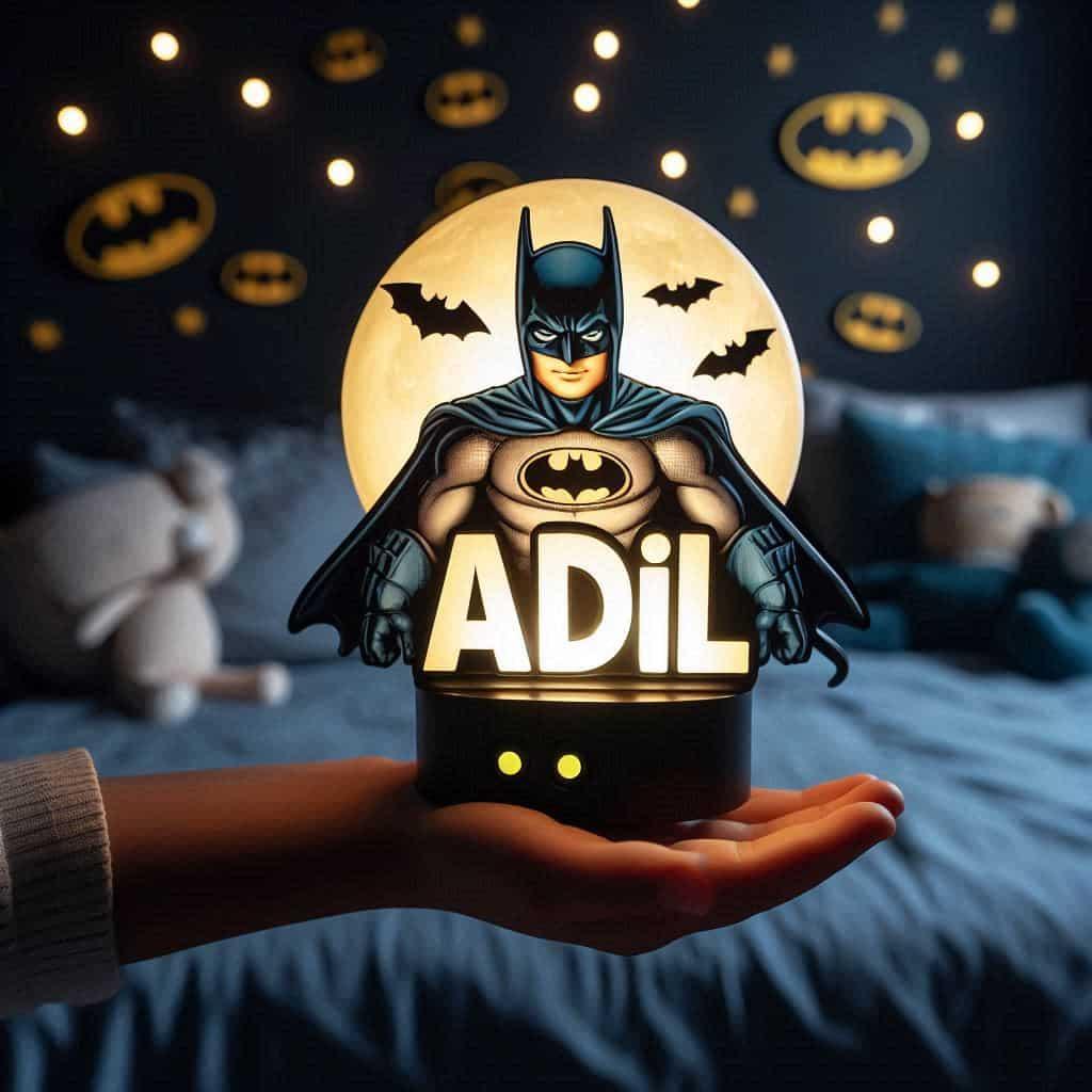 Veilleuse batman personnalisee avec le prenom adil