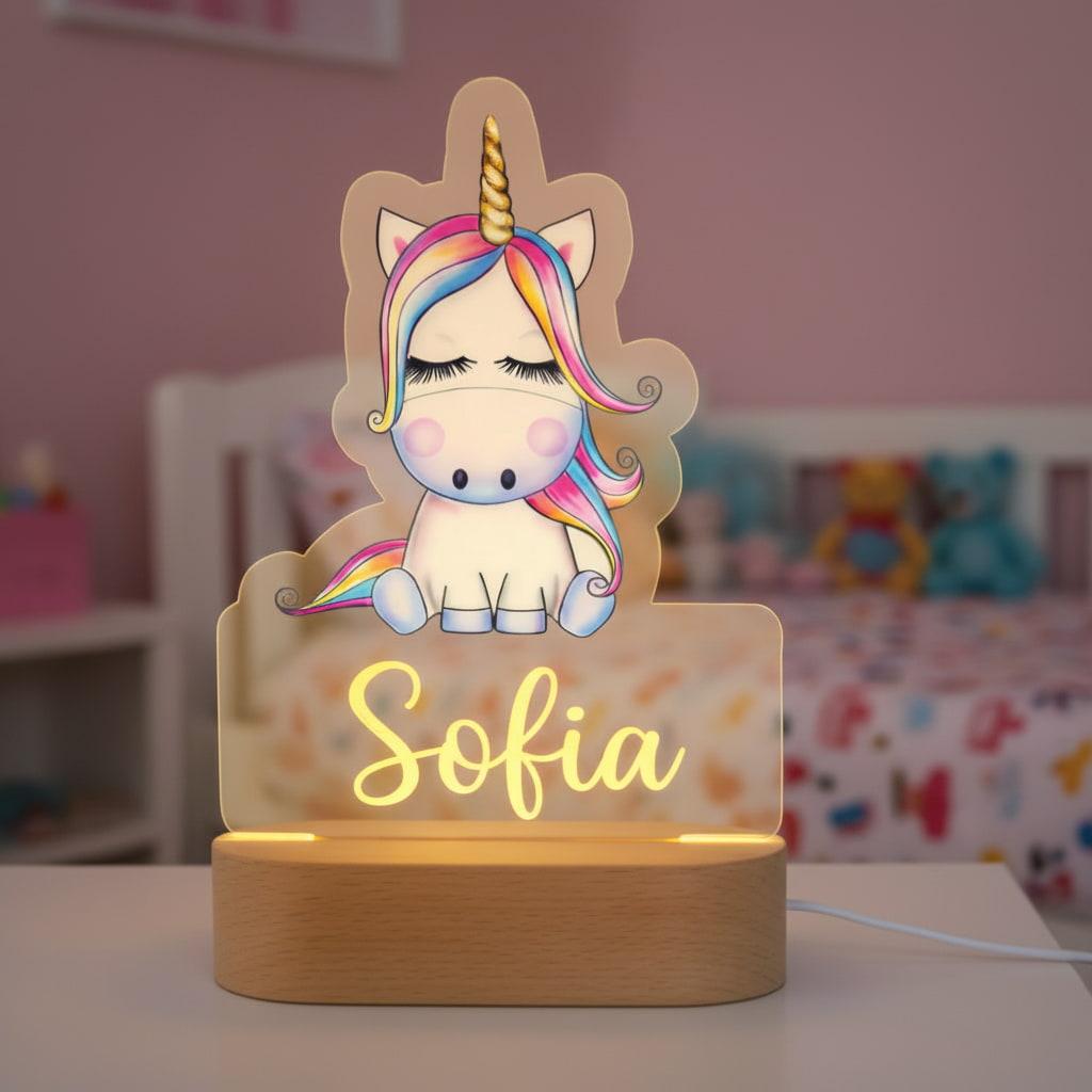 Veilleuse licorne personnalisée avec le prénom Sofia